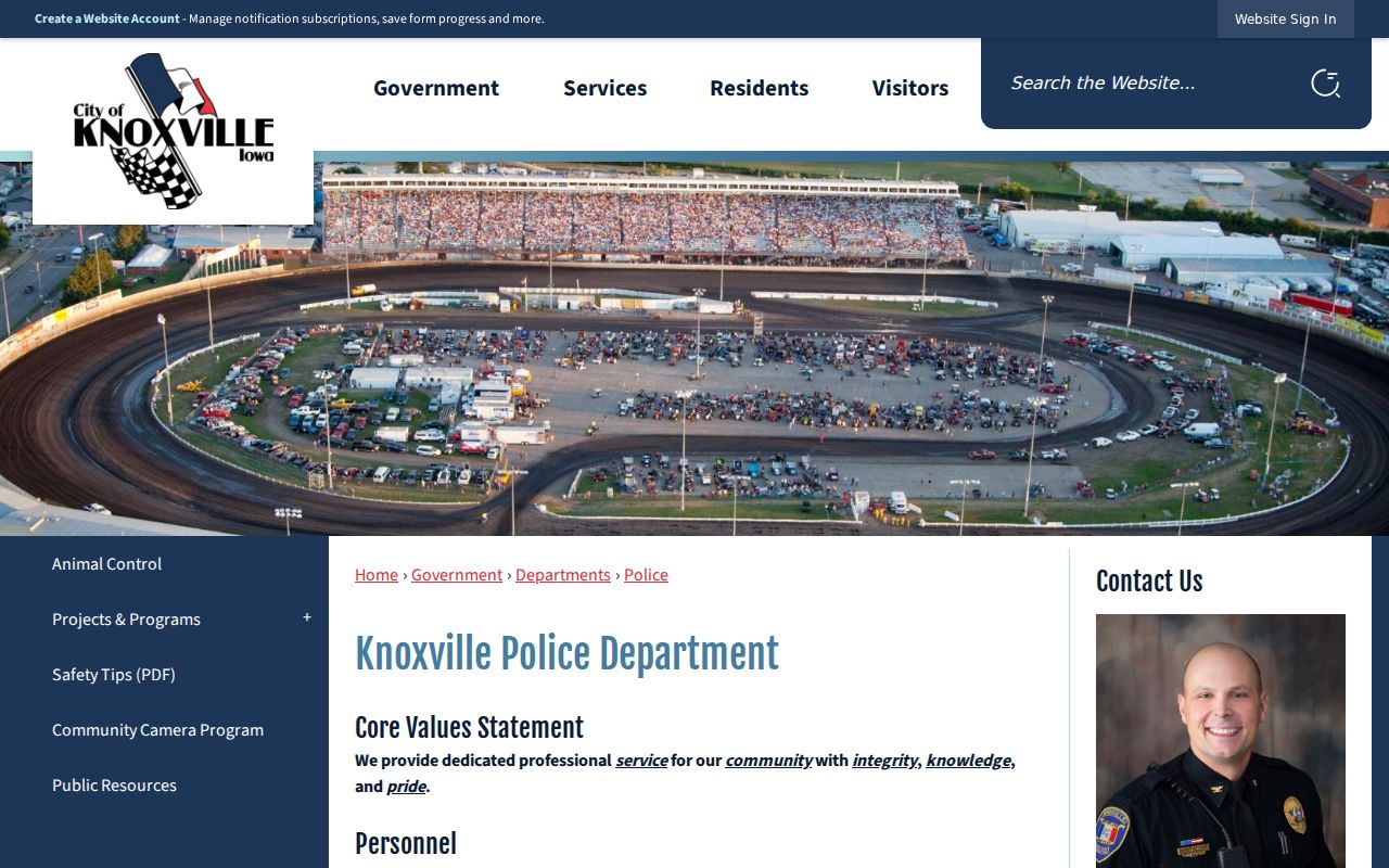 Official Knoxville Police page with contact and non-emergency information
