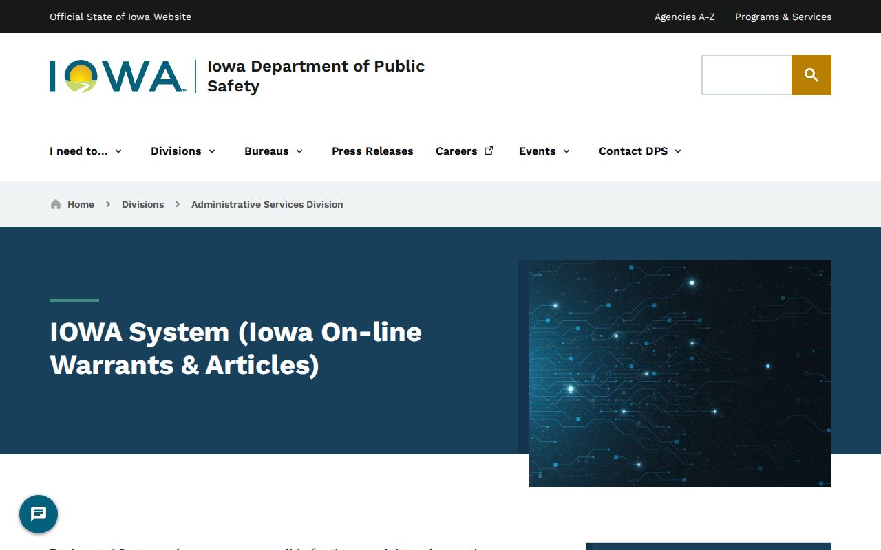 Iowa law enforcement system access boundary for Marion County warrants