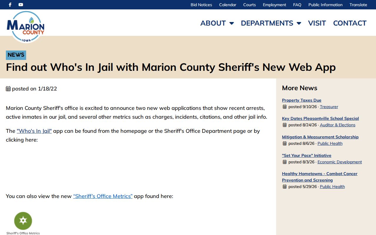 Marion County app announcement distinct from most wanted